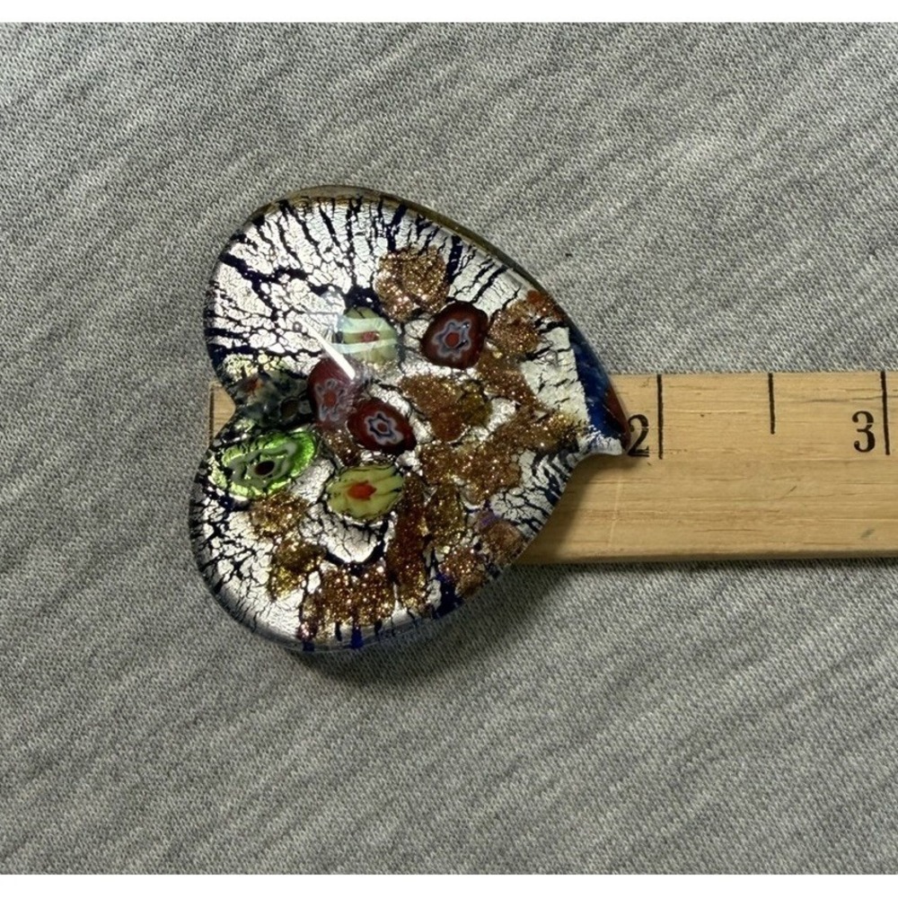 Art Glass PENDANTS (7) Handmade Artisan Flower Butterfly Millefiori Heart Shapes - Picture 7 of 16